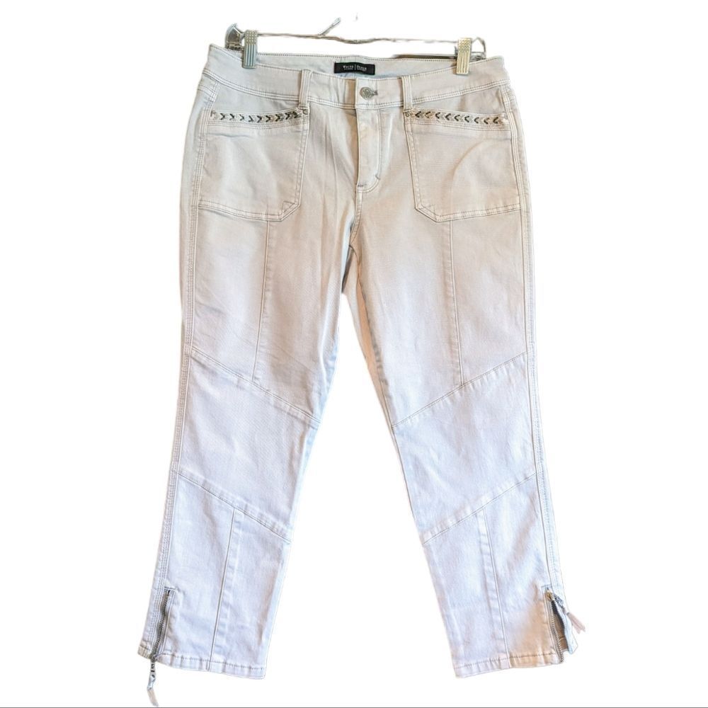 White House Black Market Jeans Women's 10 Slim Crop Cotton Spandex Cream New